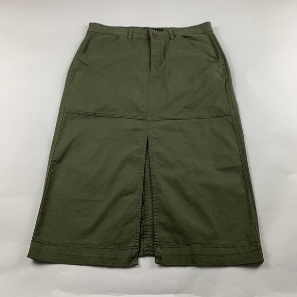 Sanctuary Dark Burnt Olive Canvas Split Front Triple Threat Maxi Skirt 29 New